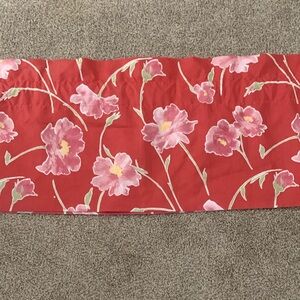 Red Floral Fabric Panel with Pink Flowers